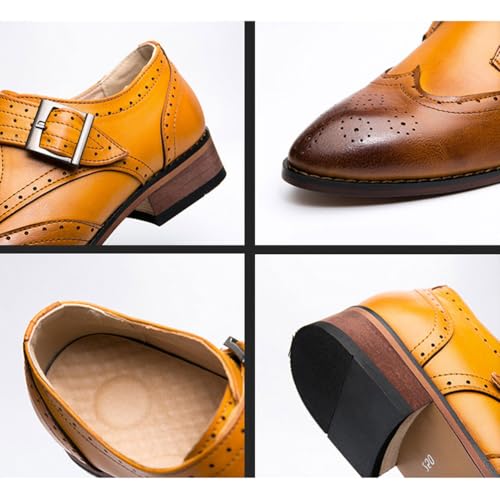 Men's Monk Strap Loafers Fashion Business Casual Formal Work Slip-On Shoes,Brown,48 EU2