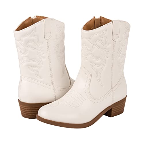 ~ Andie ~ Kids Western Cowboy Stitched Pointe Toe Low Heel Ankle Mid Shaft Fashion Girls Boys Unisex Boots Children4