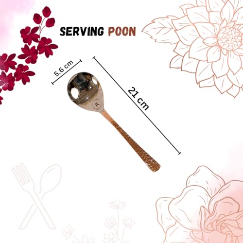 Image of Stainless Steel And Copper Made Serving Spoon Set Metal Kitchen Dining And Cutlery | Steel And Copper Metalic Finish | A Touch of Elegance to Your Dining And Serving (Pack of 2) ,21 Cm
