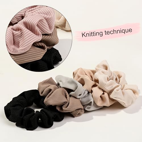 Image of 8 Hair Scrunchies for Women - Hair Ties No Damage Both for Thick Hair or Thin Hair Curl Hair No Crease Scrunchies Ponytail Holder No Hurt Your Hair