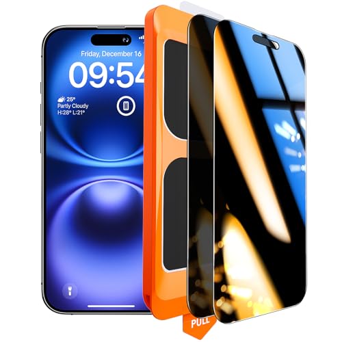 TOCOL für iPhone 16 für Panzerglas Sichtschutz Full Screen Automatische Installation 9H Stoßfest Kratzfest Anti-Fingerabdruck Anti-Bläschen Anti-Spy Folie für iPhone 16 Kompatibel mit Hülle 2 Stück