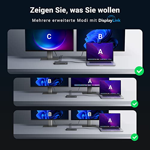 UGREEN Revodok Pro 209 Displaylink Docking Station Dual Display (2HDMI+2DP 4K@60Hz) für macOS M1 M2 MacBook & Windows (mit integriertem Treiber), kompatibel mit M4 Pro Mac mini
