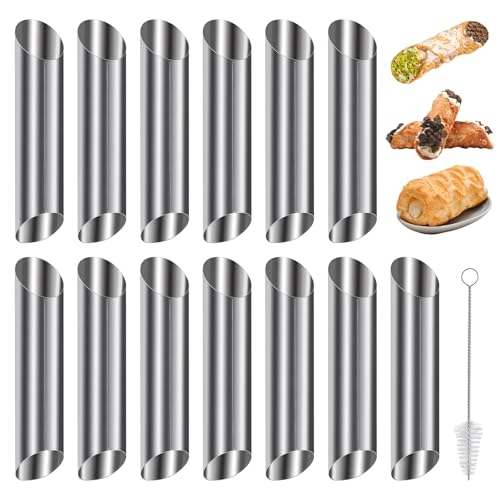 12 Stück Schaumrollenformen 14cm Edelstahl Cannoli Röhrchen Schillerlockenform Schaumrollenformen Antihaft Cannoli Backform Cannoli Röhrchen Schaumrollenform für Croissant Hörnchen