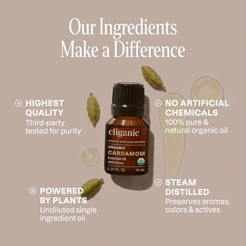 Image of Cliganic Organic Cardamom Essential Oil - 100% Pure Natural for Aromatherapy Diffuser | Non-GMO Verified