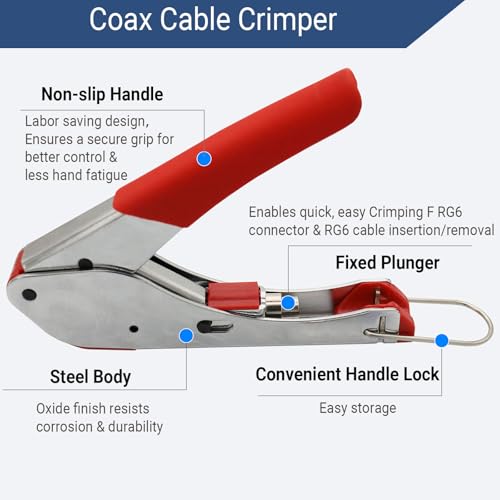 Coax Cable Crimper and F RG6 RG59 Connectors 30Pcs F Male And 10Pcs Female to Female with Coaxial Compression Tool Kit Wire Stripper by Zkarabc - Image 3