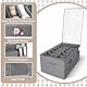 Schuhorganizer Platzsparend, Passt 14 Paare, Schuh Organizer für Schrank Durchsichtigem Deckel, Große Schuh Aufbewahrung, Aufbewahrungsbox mit Netztasche und Tragegriff (Grau, 75cm x 30cm x 44cm)