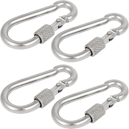 ZKGYUS 4 mosquetones pequeños M6 con Capacidad de Carga de 135 kg, mosquetón de acero Inoxidable, mosquetón de Rosca, Llavero Elegante, pequeño Cierre de Rosca para Camping, Llaves, Exteriores