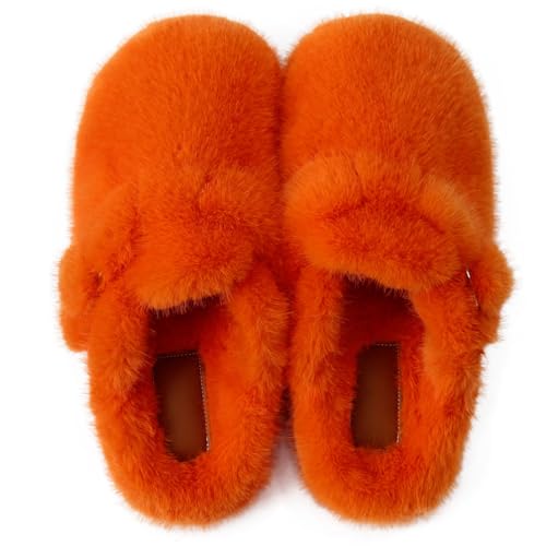 Faux Fur house Slippers for Women Indoor Slides Funny Fluffy Ladies Shoes Arch Support Sandals Women's Halloween Slippers Cozy Slip-On Design for Living Room Bedroom Shoes