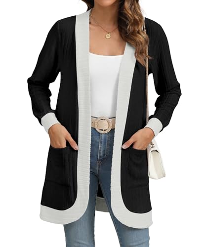 Image of YSYOKOW Cardigan Sweaters for Women Long Sleeve Open Front with Pockets | Long Cardigans for Women Lightweight Soft Casual Dressy Loose Fit Cardigan Sweater with Pockets for Work and Office