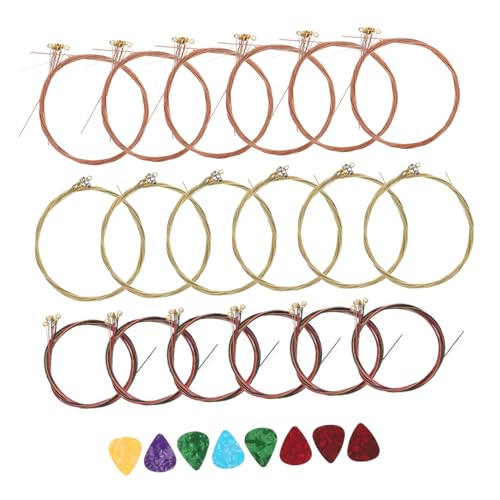 Vaguelly 26Pcs Strings Folk Guitar String and Pick Set Durable Replacement Guitar Strings with Color Picks for Acoustic Electric and Musicians Random Color