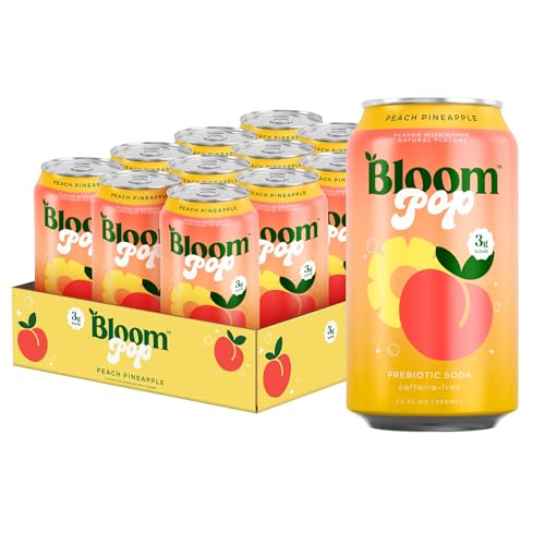 Bloom Pop Prebiotic Soda 12 Pack, Peach...