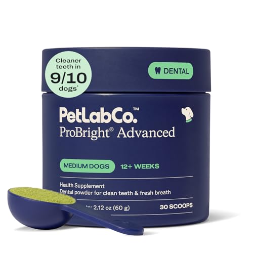 Image of PetLab Co. ProBright Advanced Dental Powder - Dog Breath Freshener - Teeth Cleaning Made Easy - Targets Tartar & Bad Breath - Packaging May Vary - Formulated for Medium Size Dogs