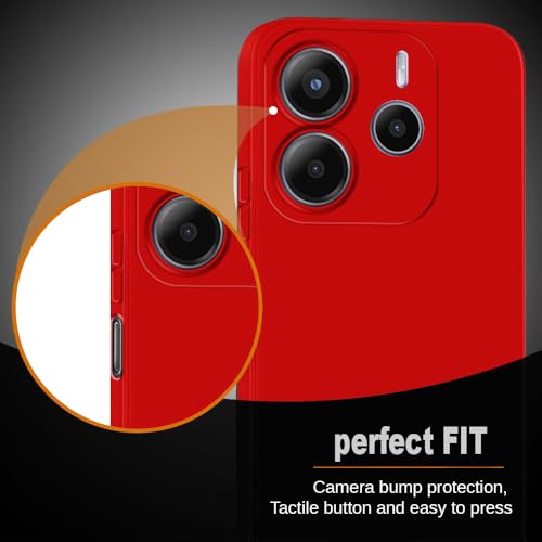 Image of Back Cover for Mi Redmi Note 14 5G | Full Camera Protection | Premium Liquid Silicon Case | Flexible Bumper Case for Mi Redmi Note 14 5G (Red)