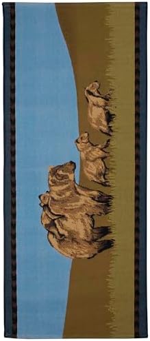 Liora Manne Esencia Machine Washable Non-Slip Low Profile Indoor/Outdoor Mat-Transitional, Camping, Nature, Whimsical, Bear Family Brown 1'11" x 4'11"