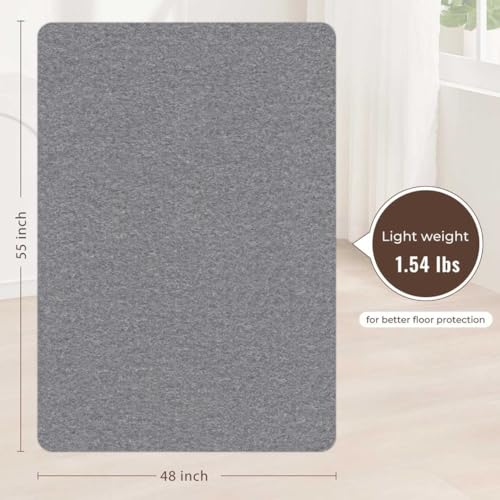 Image of Sycoodeal Office Chair Mat for Hardwood Floor,Slip Resistant Floor Mat for Office Computer Gaming Chair,Heavy Duty Floor Protector for Rolling Chairs,Easy to Clean,Grey(48 inchx55 inch)