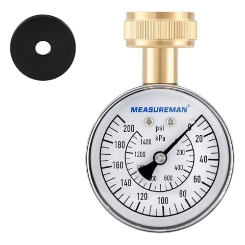 MEASUREMAN 2-1/2" Water Pressure Test Gauge, 3/4" Female Hose Thread, 0-200 psi/kpa Cover