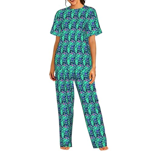 Pyjama court femme imprimé alien vert : la solution légèreté contre l'inconfort nocturne