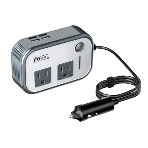 200W Car Power Inverter, FOVAL 12V DC to 110V AC