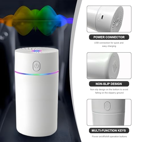 Image of DXNQ Car Fragrance Diffuser, USB-Powered Car Air Freshener Mist Humidifier Essential Oil Diffuser, Portable Car Air Freshener Aromatherapy Diffuser for Vehicle, Car Accessories (White)