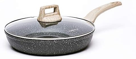 CAROTE Nonstick Frying Pan Skillet,12" Non Stick Granite Fry Pan with Glass Lid, Egg Pan Omelet Pans, Stone Cookware Chef's Pan, PFOA Free (Classic Granite, 12-Inch)