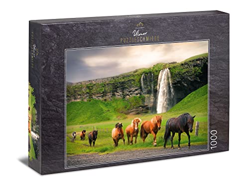Ulmer Puzzleschmiede - Puzzle Islandder clásico de 1000 Piezas, diseño de Caballos y paisajes -...