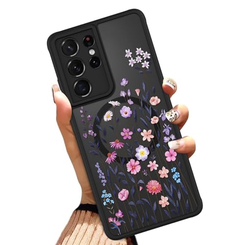 OOK Phone Case Fit for Samsung Galaxy S21 Ultra 6.8 Inch, Floral Flowers