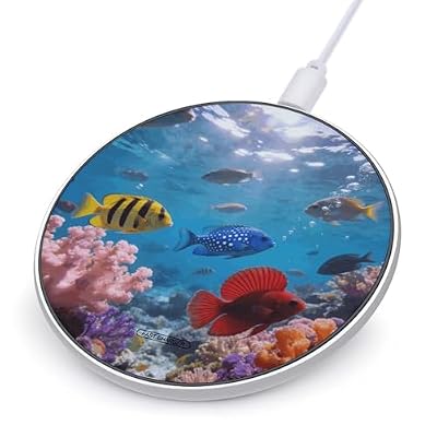 Ocean Wireless Charger Portable Fast Charging Pad Lightweight Wireless Charging Pad 10W Slim Charging Station for Phone Charger Mat for Travel Home Office Desk