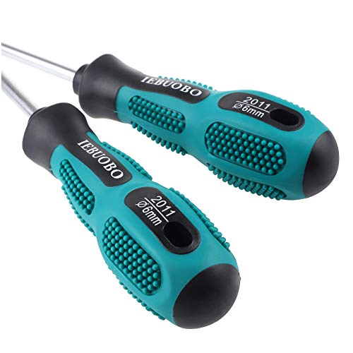 Iebuobo 12-Inch Long Screwdriver Magnetic Tip Cross Head Flat Head No.2 Screwdriver 2Pack, With Magnetizer/Demagnetizer Tool #TOP3