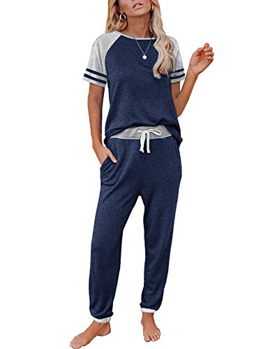 ETCYY Women's Sweatsuit Two Piece Outfits Set Long Pant Pajamas Lounge Set Workout Athletic Tracksuit jumpsuits
