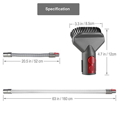 iVict Flexible Extension Hose and Quick Release Stiff Brush for Dyson V11 V10 V8 V7 Cordless Stick Vacuum Cleaner, Replacement Attachment Accessories for Dyson Vacuums - Thumbnail 2