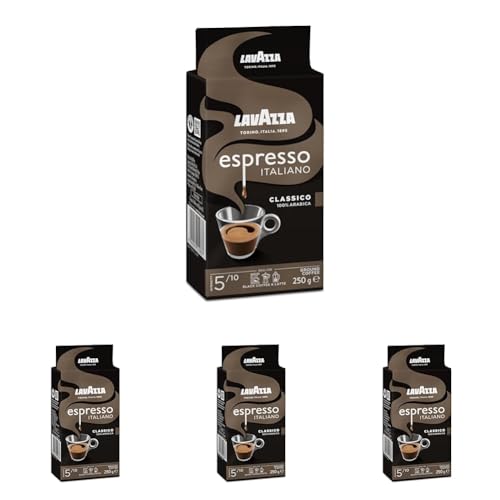 Lavazza, Espresso Italiano Classico, Café Molido Natural, para Cafetera Italiana, de Filtro y Francesa, con Notas Aromáticas de Caramelo y Chocolate, 100% Arábica, Intensidad 5, Tueste Medio, 250 g