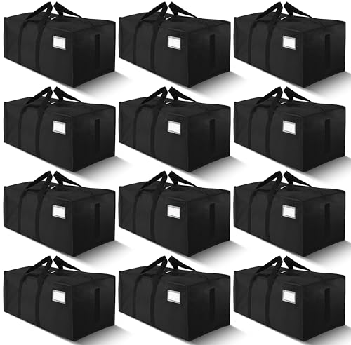 Image of HOMESURE Supports 200lbs Heavy Duty Moving Bags - Strong Zipper & Wrap-Around Handles - Water-Resistant Storage Totes, Durable Alternative to Moving Boxes - 12 Pack - Black