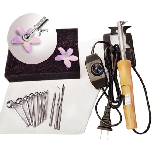 Ptmapc Flower Making Kit, Electric Fabric Flower Maker, Artificial Flower Ironing Machine with 11 Ironing Heads, Adjustable Temperature, Fake Flower Making Tools Kit