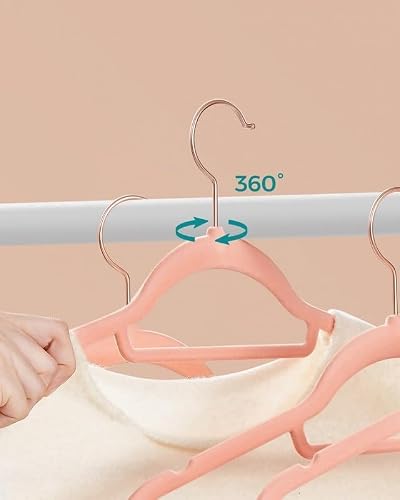 Miniatura 6 de Songmics Percha De Terciopelo, Juego De 30, Antideslizantes, Con Barra Corbata Y Gancho Oro Rosa, 0,6 Cm Espesor, Ahorra Espacio, 43,5 Cm Largo, Abrigo Pantalón, Rosa Coral Crf21pk30