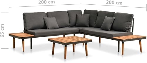 Miniatura 7 de vidaXL Juego de 4 piezas de madera de acacia maciza con cojines, resistente a la intemperie, muebles de jardín para exteriores, patio, sofá biplaza