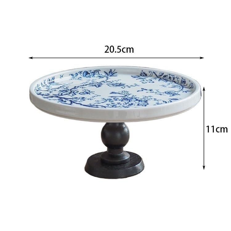 Bandejas Servir Comida Bandeja Alta de Madera China Retro Azul y Blanca for aromaterapia, Almacenamiento Frutas refrescos, Bandeja for decoración del hogar Mesa Cama(Black)