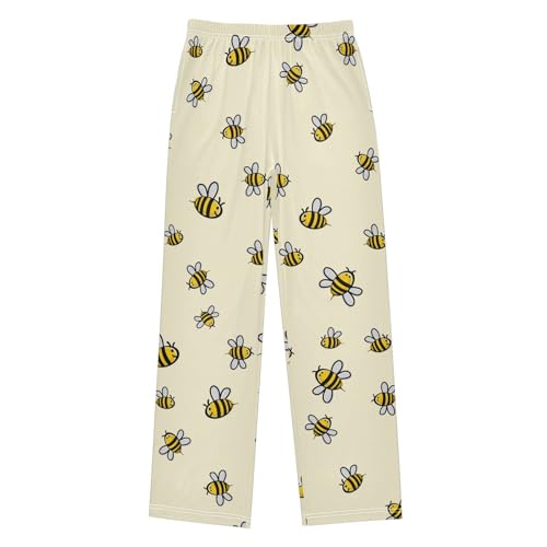 Boys' Pants Cute Bee Pattern Long Bottoms Jogger Pants Elastic Waist Trousers with Pockets S-XL