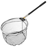 EXAOMBLE Kescher mit Teleskopstange aus Edelstahl Faltbarer Kopf und Weichem Griff Zusammenklappbares Fischernetz für Forellenangeln und Angelstellen Am Teich