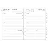 Ricambio Agenda Organizer 2027 Settimanale A5, 6 Fori, Planner Diario con Divisori Mensili, Pagine Nota, Contatto e Password, Da Gennaio a Dicembre 2027, Carta Bianco 100gr per Taccuino 6 Anelli