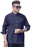 [ｂｌｕｅｆｅｅｌ] メンズ ストライプ シャツ ノーアイロン 大きいサイズ 長袖 普段着 Dark Blue-6XL-210