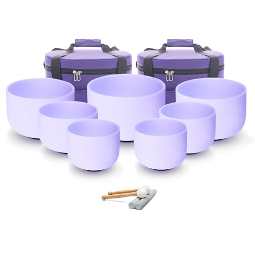 Bols chantants en cristal de quartz violet pour séances de yoga et relaxation