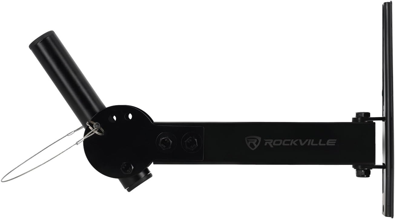 Rockville RPW30 Wall Mount Brackets for PA Speakers with Safety Cable, 35mm, Swivel & Tilt, Heavy Duty, (Pair)