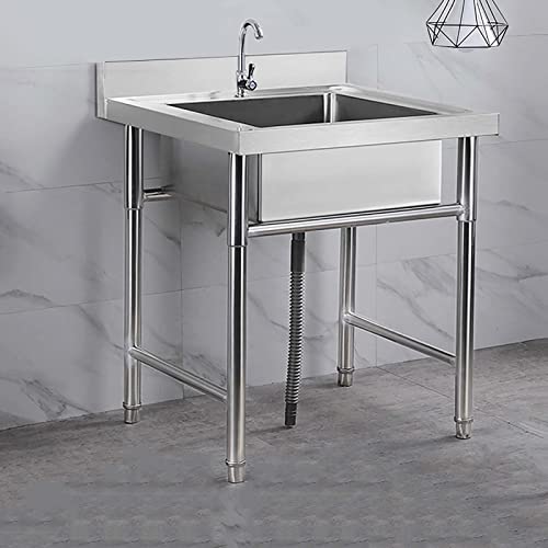 Évier de cuisine sur pied lavabo simple en acier inoxydable pour buanderie