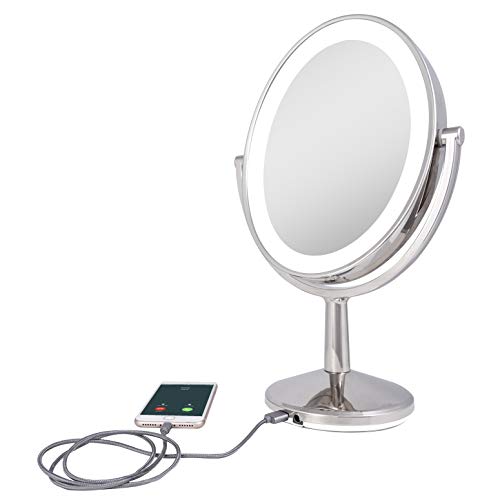 Zadro 9" Oval Cordless Led Lighted Makeup Mirror With Magnification 5X/1X Touch Pad Makeup Mirror With Lights Usb Port #TOP1