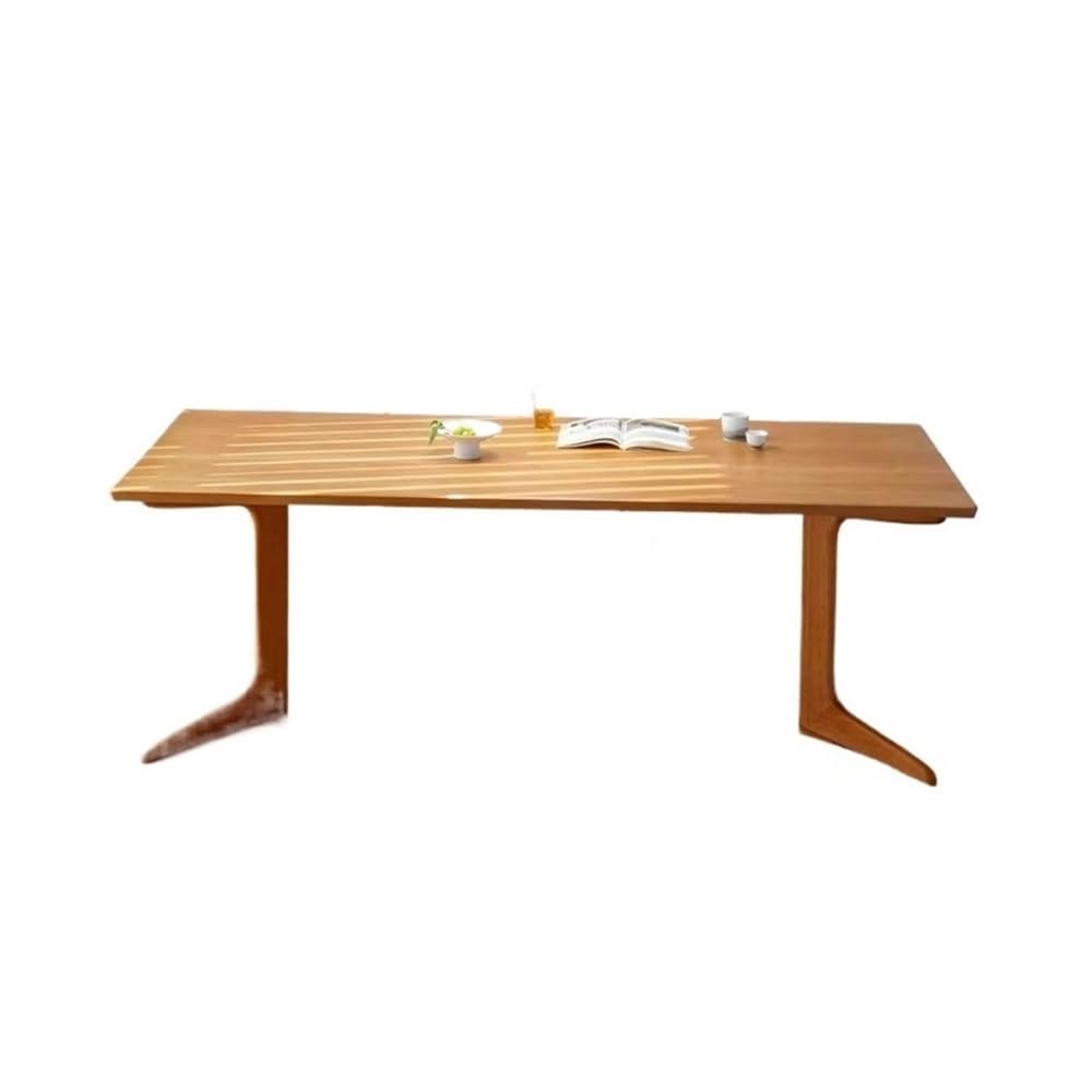 IUokLU Computer Desk Modern Ash Study Writing Desk Farmhouse Solid Wood Dining Table, Simple Rectangle PC Desk for Home Office (180cm)