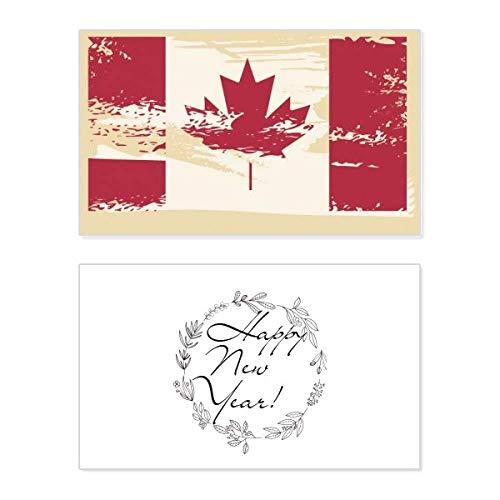 Tarjeta de felicitación de Canadá y hoja de arce para mensaje de Año Nuevo