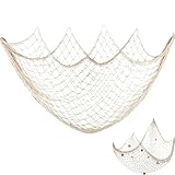 Eabdice Fischernetz Wandbehang, Fischernetz Deko, Fischernetze im mediterranen Stil, Wanddekoration für Zuhause, Bar, Restaurant (Beige)