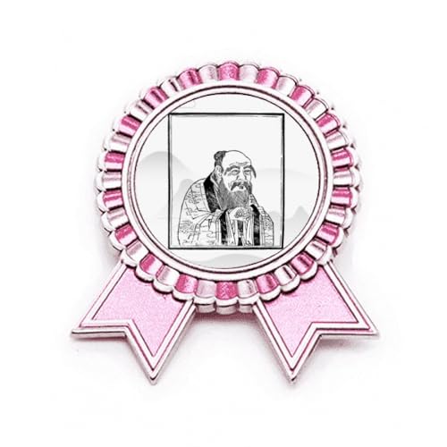 Broche en porcelaine rose Dao Lao Tzu en métal élégant