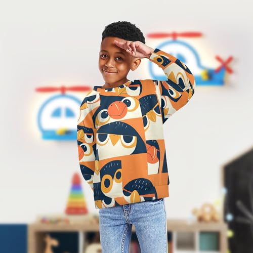 JUNZAN Cartoon Albatross Orange Big Girls Pullover Hoodie Long Sleeve Kids Pullover Hoodie Party 4T4