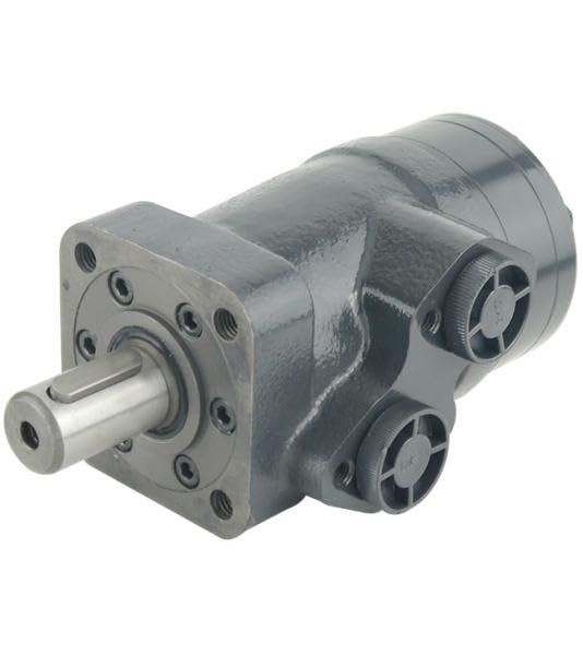 Hydraulikmotor Hydromot, Typ CPMQ125CD, Schluckvolumen 125 cm3/U, Anschlüsse: G 1/2‘‘, Welle: Ø 25 mm zylindrisch, Modell Längsschieberventil, 4-Loch Quadratflansch